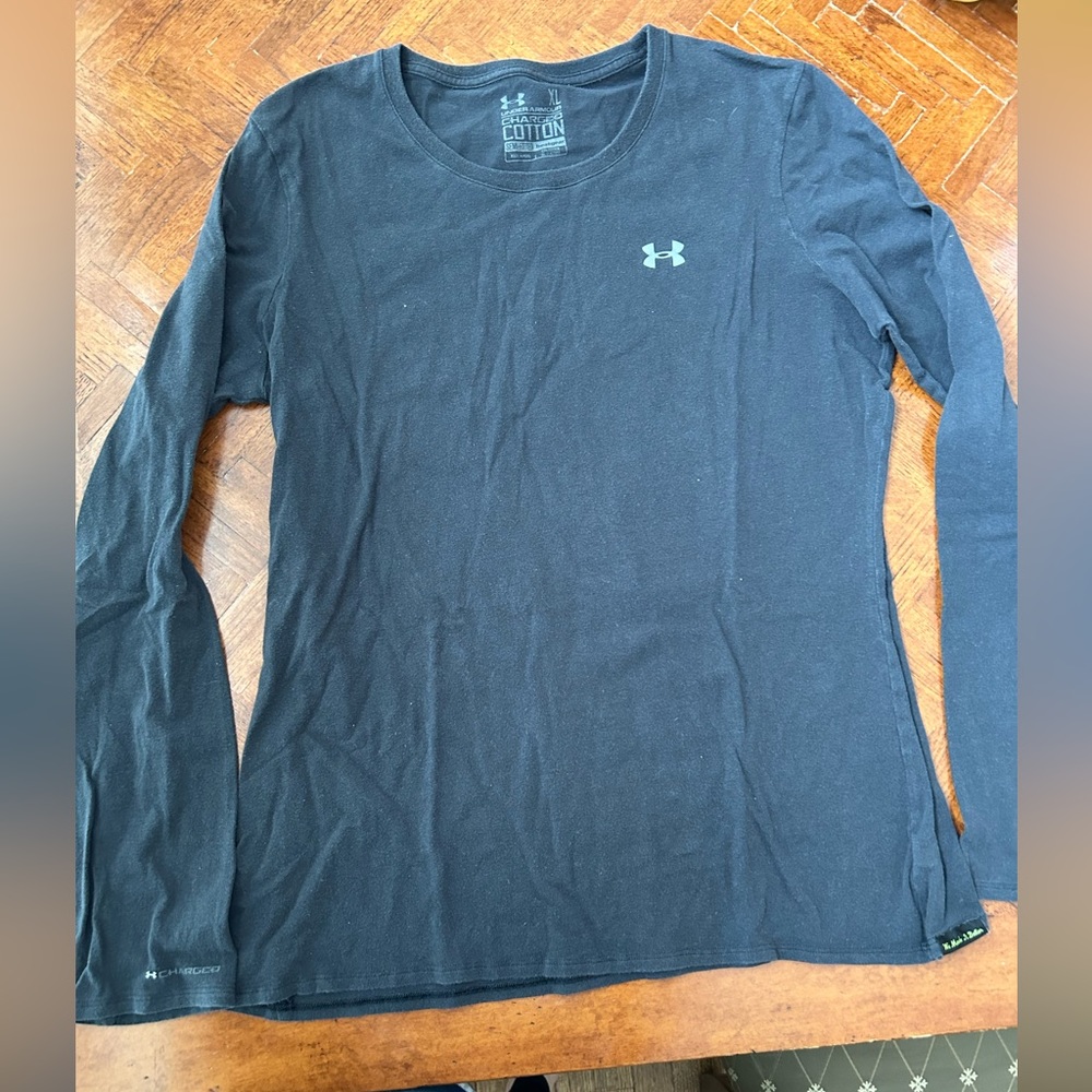 Under Armour, Black, Faded, Cotton Top, XL